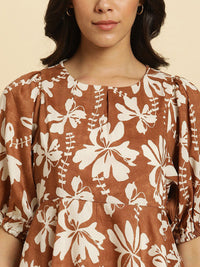 W Floral Printed A Line Top