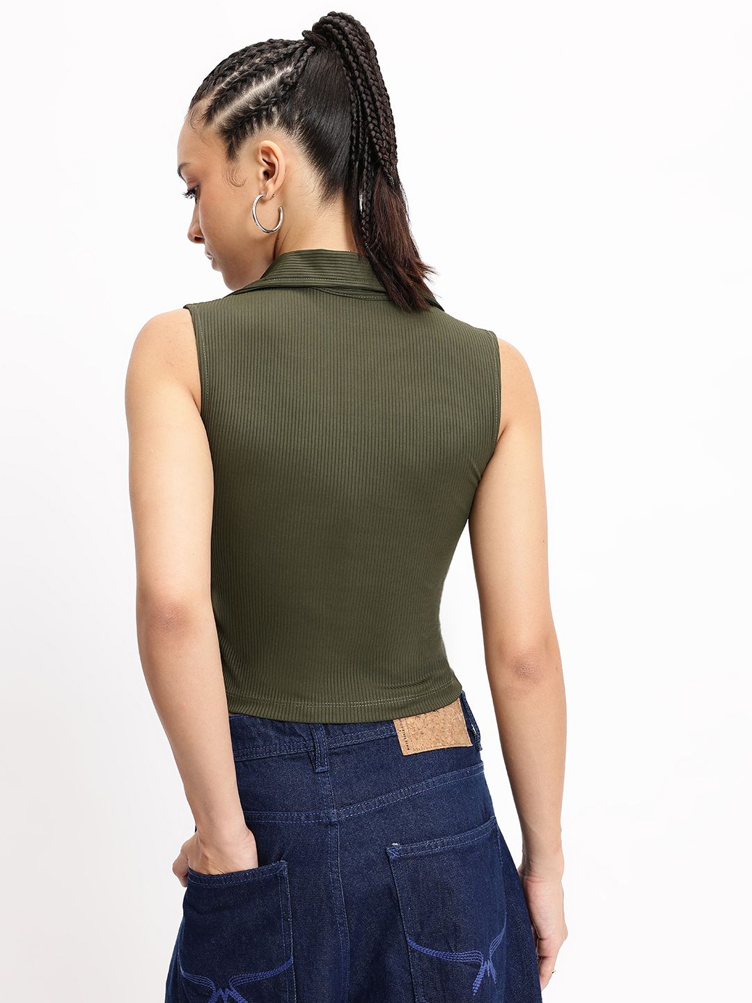 DressBerry Ribbed Play Polo Power Crop Top