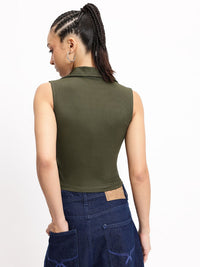 DressBerry Ribbed Play Polo Power Crop Top