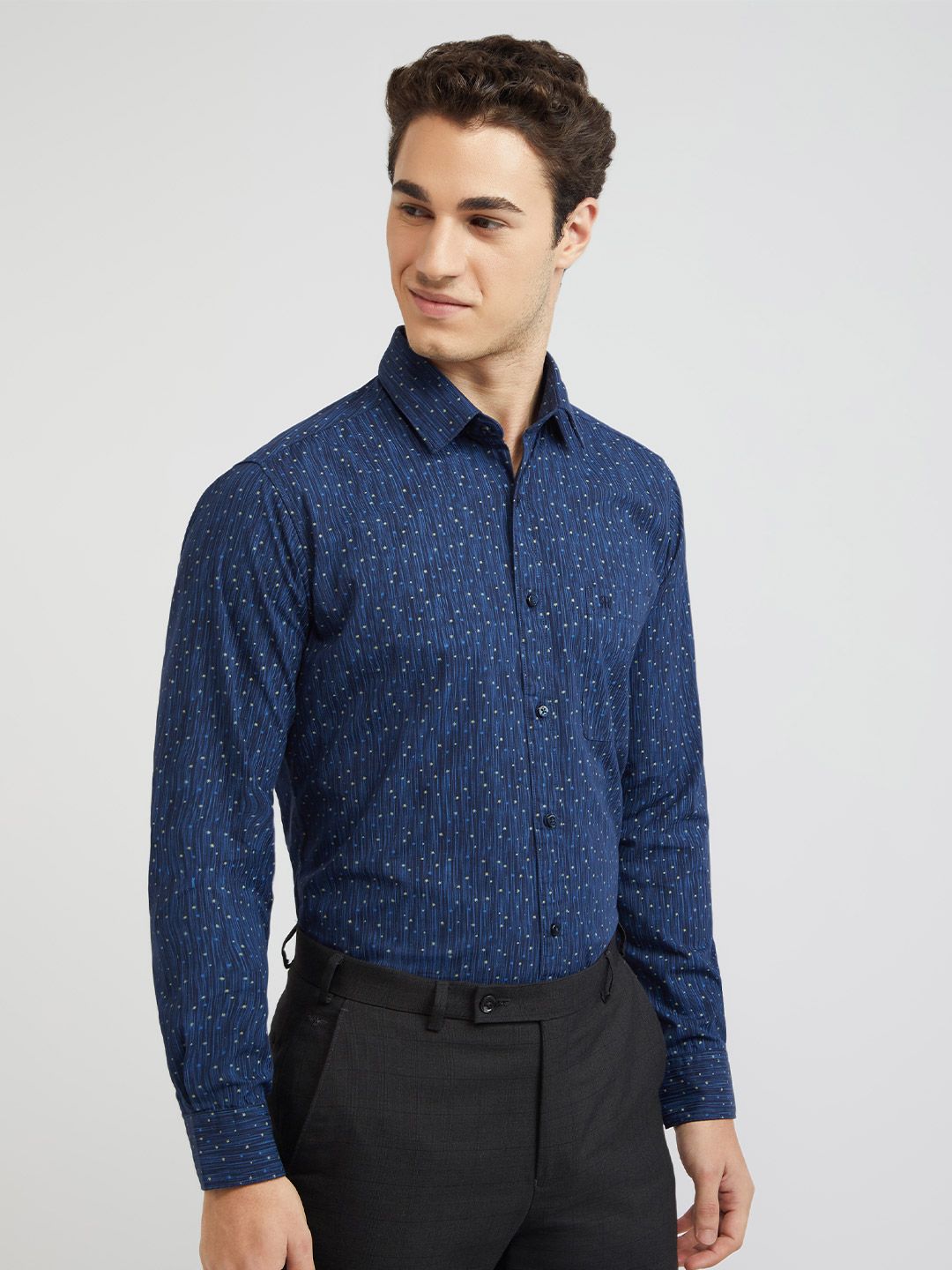 Raymond Men Slim Fit Micro Ditsy Printed Pure Cotton Casual Shirt