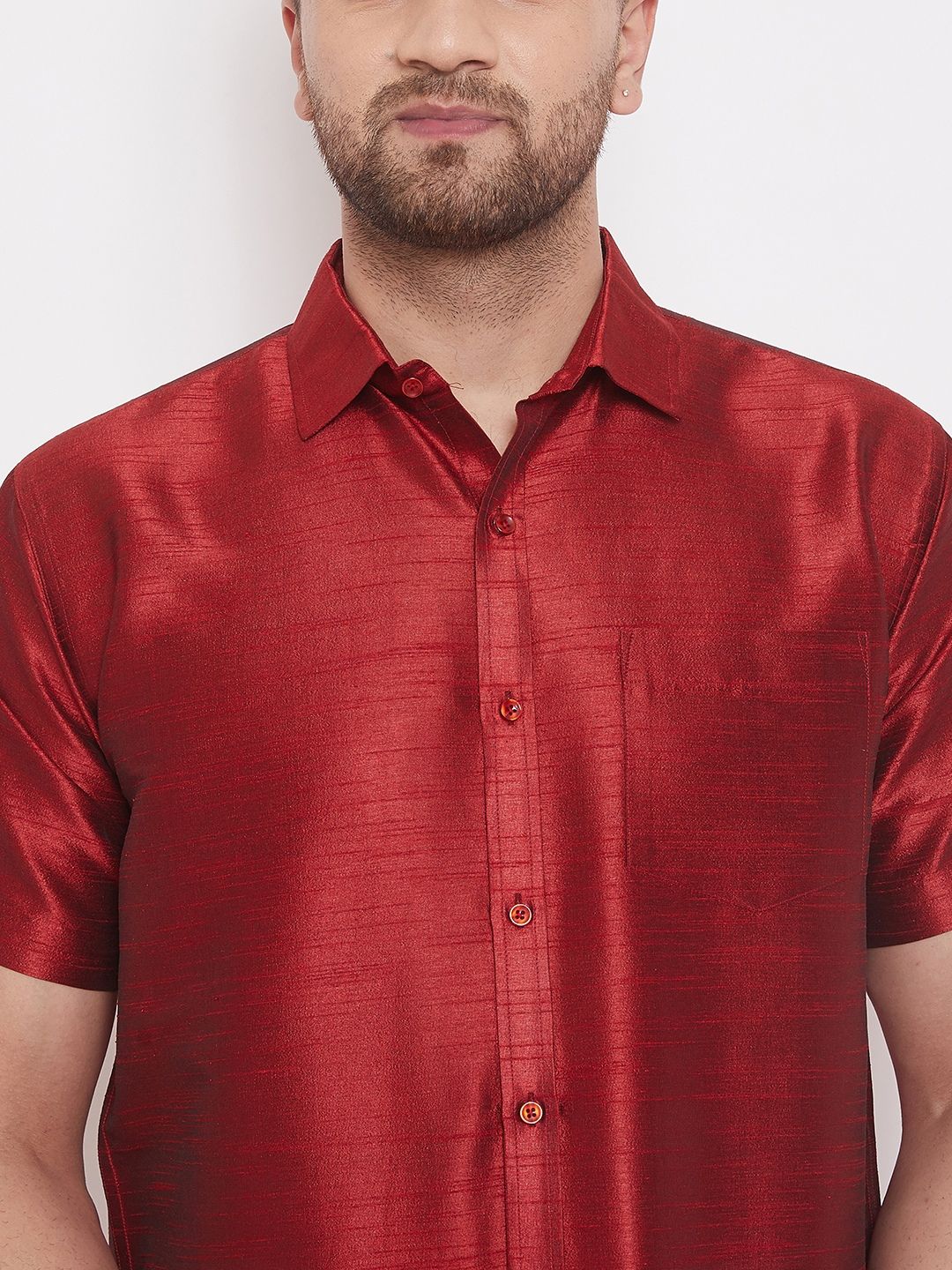 VASTRAMAY Men Maroon Regular Fit Printed Party Shirt