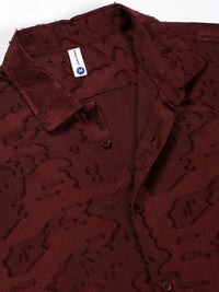 Thomas Scott Men Spread Collar Textured Premium Slim Fit Casual Shirt