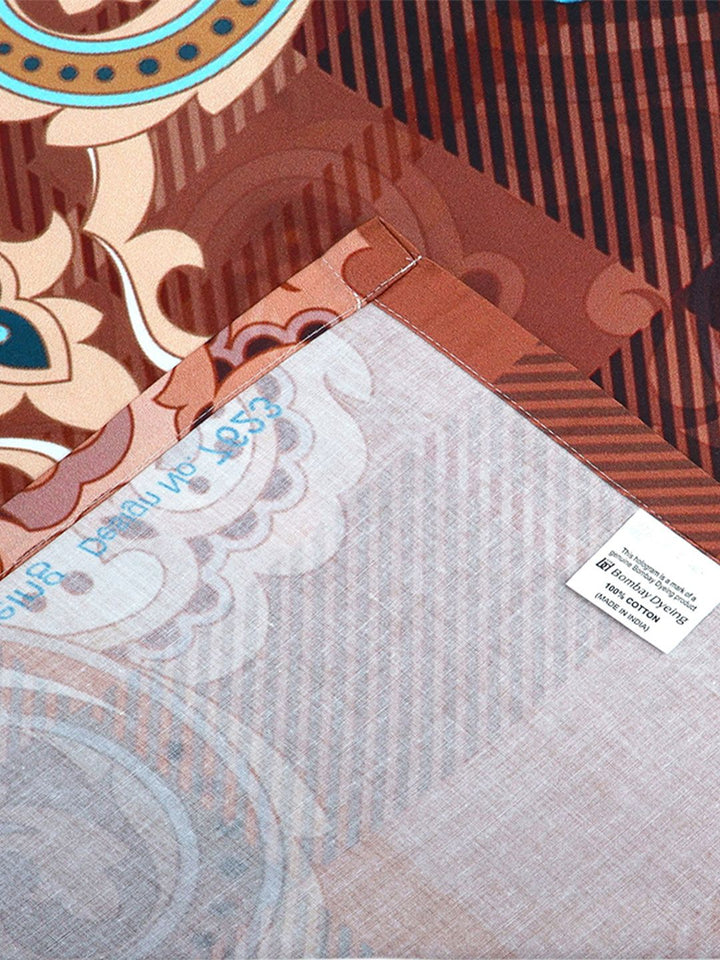 BOMBAY DYEING Ethnicity Turquoise Blue Printed Cotton 300TC King Bedsheet Set 2.74 x 2.74m