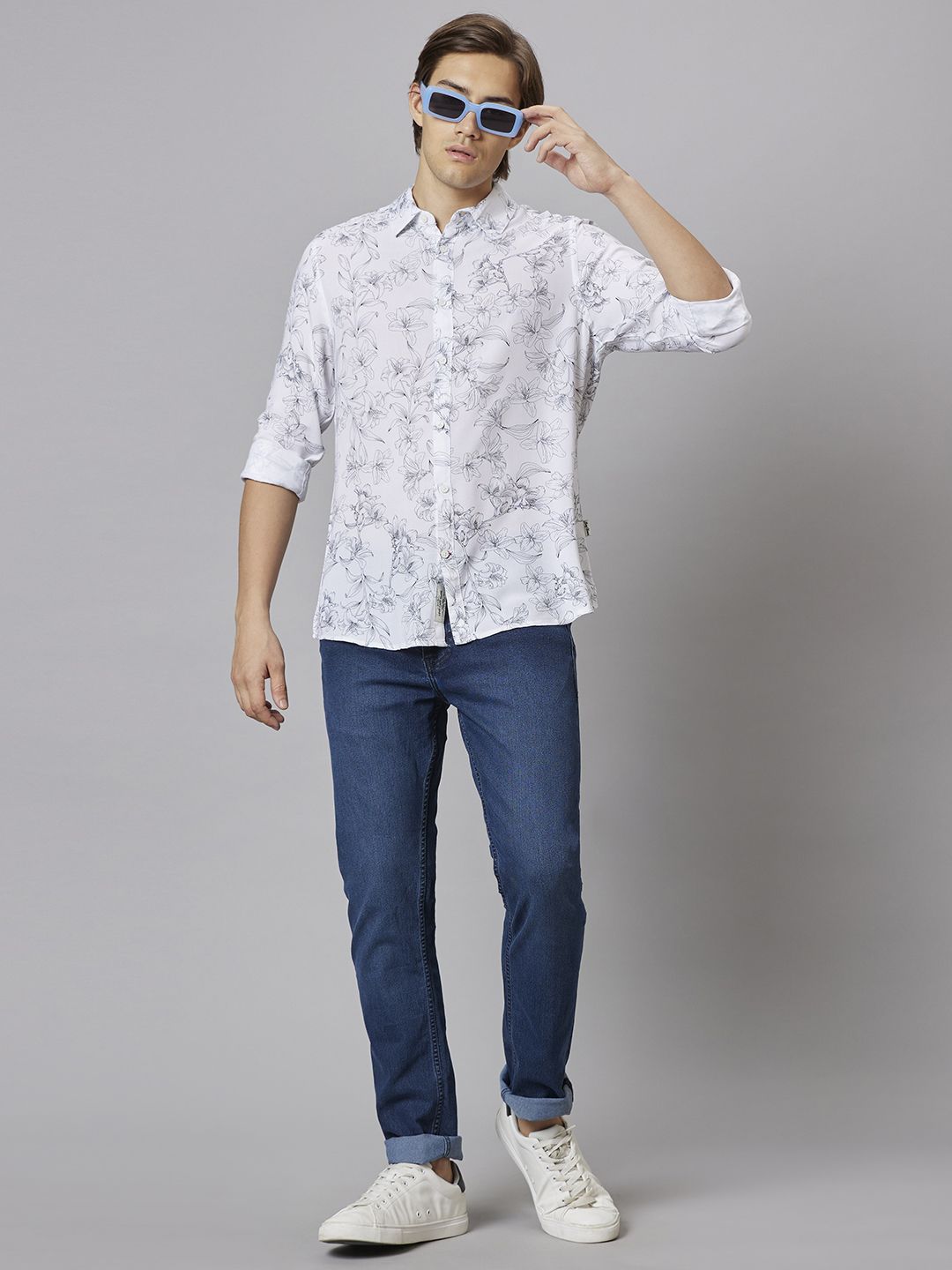 Being Human Men White Slim Fit Opaque Casual Shirt