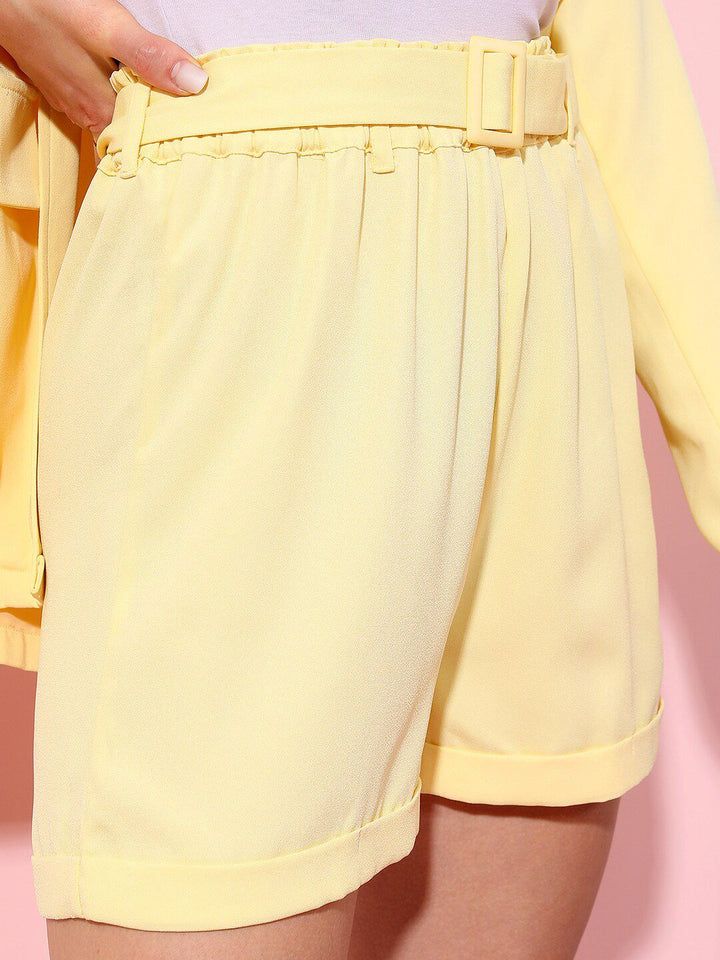 Tokyo Talkies Single-Breasted Blazer With Matching Belted Shorts