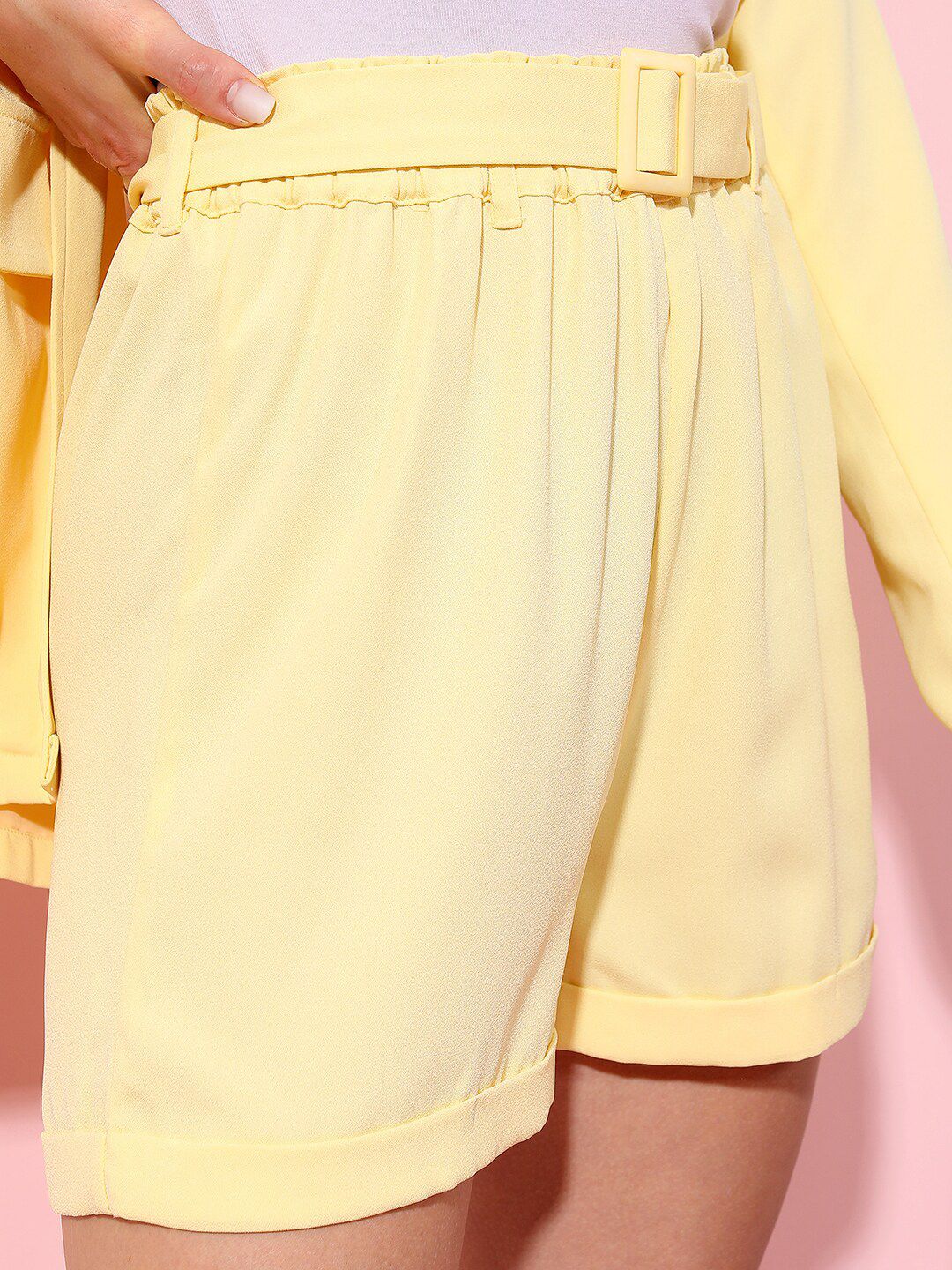 Tokyo Talkies Single-Breasted Blazer With Matching Belted Shorts