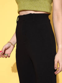 SASSAFRAS Women Black High-Rise Bootcut Trousers