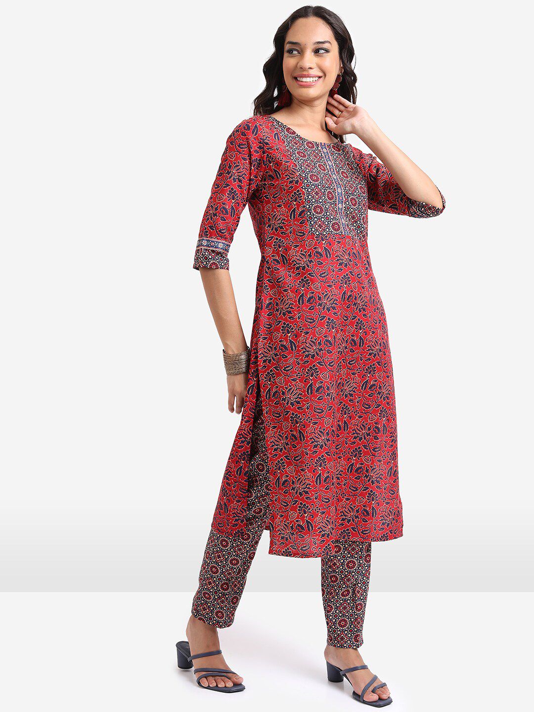 Vishudh Floral Printed Regular Kurta with Trousers & With Dupatta