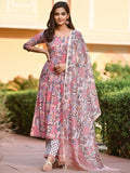 KALINI Floral Printed Regular Kurta with Trousers & With Dupatta