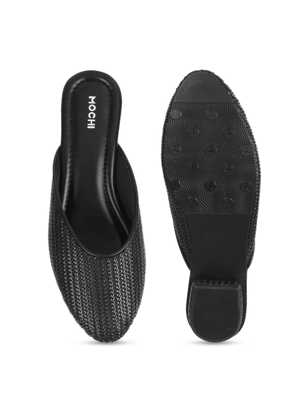Mochi Textured Open Back Mule Heels