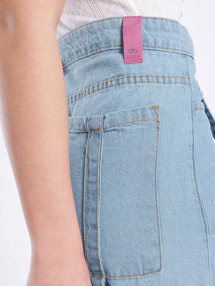DressBerry Women Cool Edge Cargo Denim Maxi Skirt