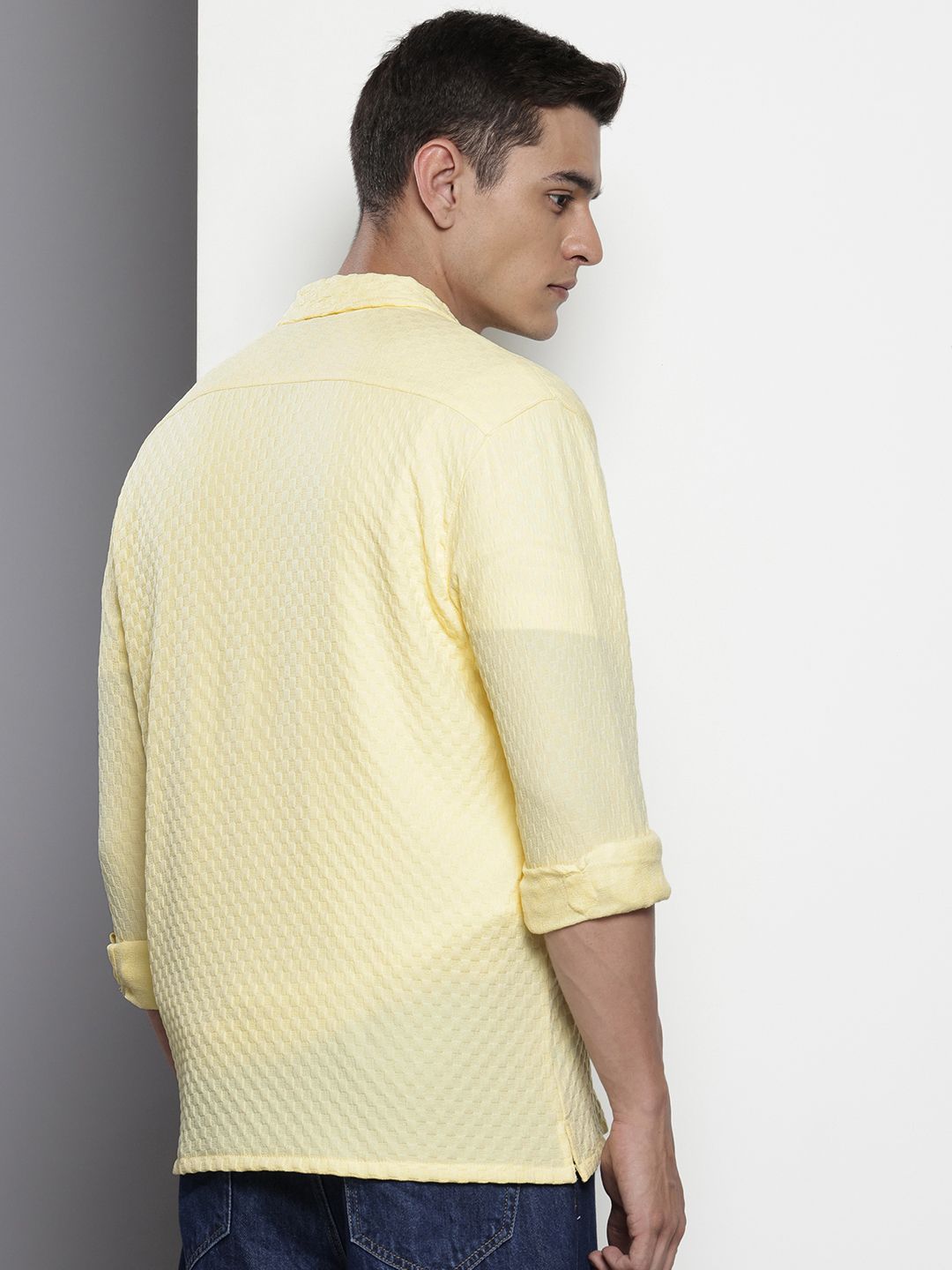 The Indian Garage Co Textured Drop-Shoulder Sleeves Relaxed Fit Casual Shirt