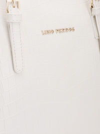 Lino Perros White Croc Textured Structured Shoulder Bag