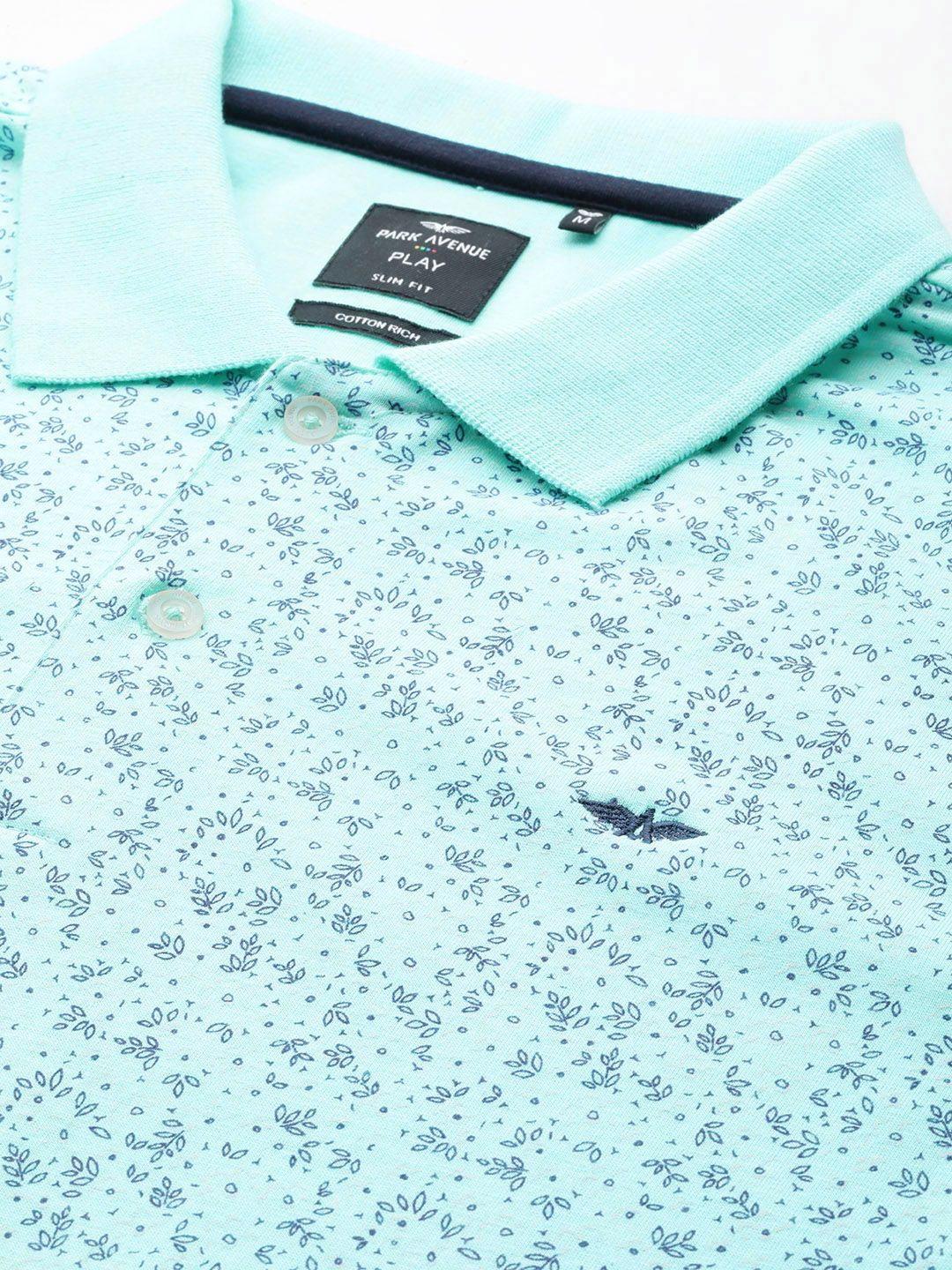 Park Avenue Floral Printed Polo Collar Slim Fit T-shirt