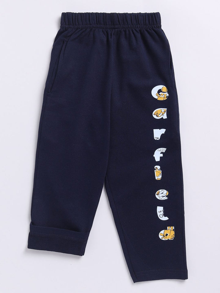Happy Faces Boys Garfield Printed Pure Cotton T-shirt with Trousers