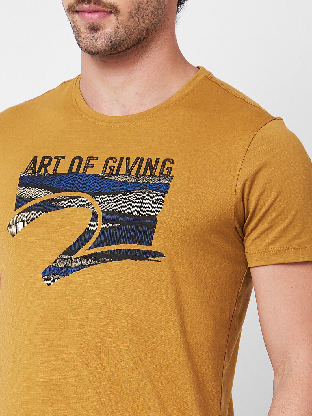 SPYKAR Typography Printed Round Neck Slim Fit Casual T-shirt