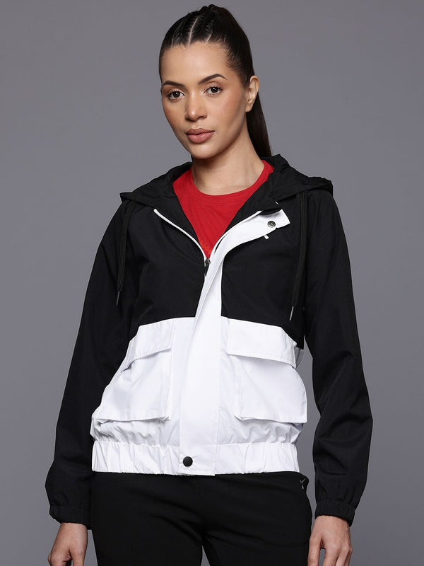Hrx oleh Hrithik Roshan Colourblocked Hooded Lifestyle Bomber Jacket
