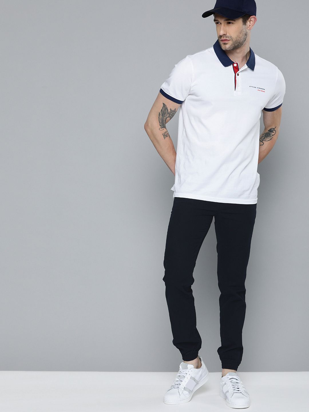 The Indian Garage Co Men Navy Blue Slim Fit Joggers Trousers