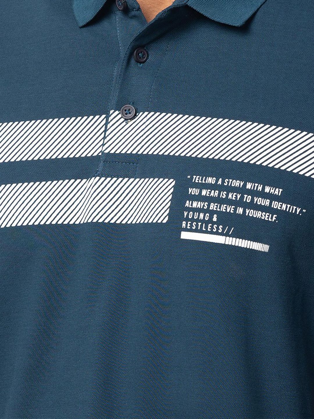 SPYKAR Men Typography Printed Polo Collar Slim Fit T-shirt