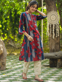 Rain &amp; Rainbow Notch Leher Bersulam Kurta Lurus