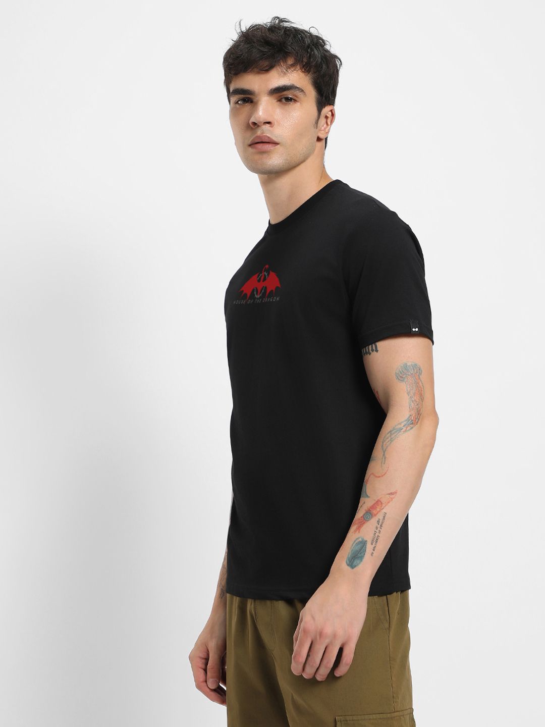 Bewakoof Men Black House Of The Dragon Iconic Graphic Back Print T-shirt