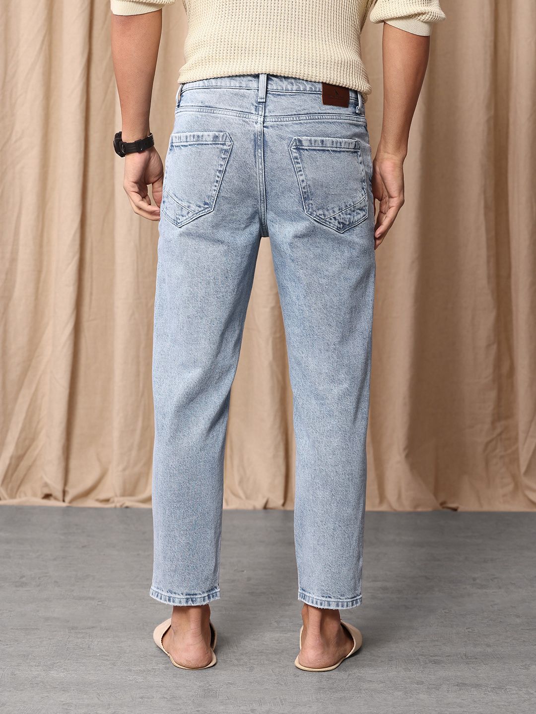 Mr Bowerbird Men Cropped Tapered Fit Heavy Fade Stretchable Jeans