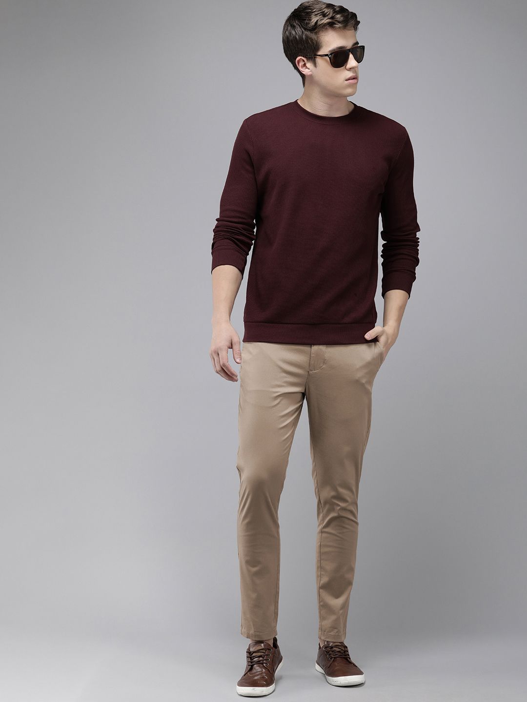 THE BEAR HOUSE Tapered Fit Cotton Chinos Trousers