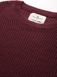 Mr Bowerbird Men Maroon Tailored Fit Solid Pullover