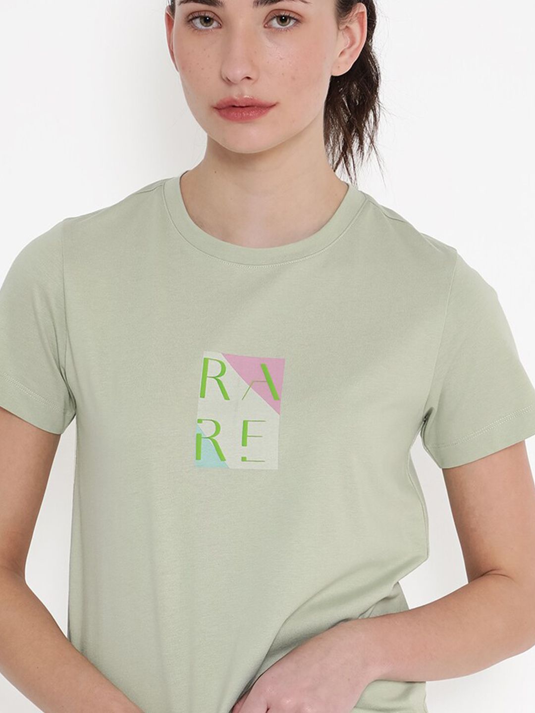 RAREISM HANNA Round Shaped Short Sleeves Cotton T-shirt