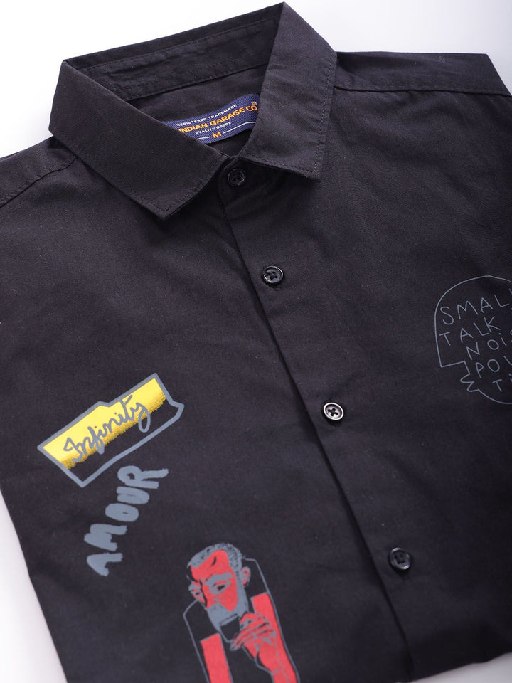 The Indian Garage Co Slim Fit Graphic Printed Spread Collar Pure Cotton Shirt