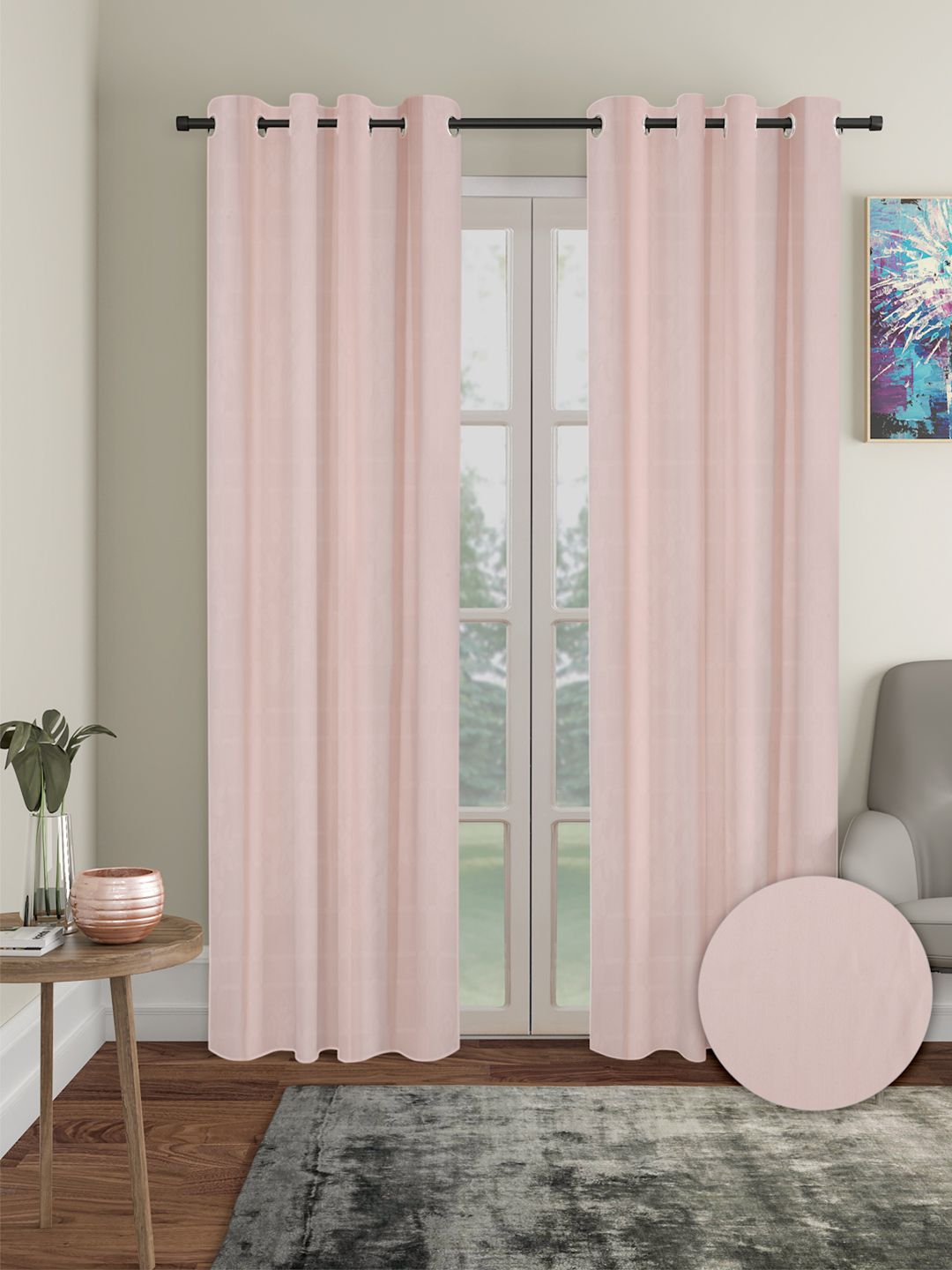 Cortina Pink 2 Pieces Black Out Door Curtains