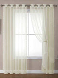URBAN SPACE Cream-Coloured 2 Pieces Sheer Long Door Curtain
