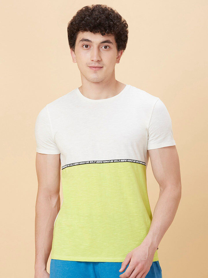 Being Human Men Round Neck Colourblocked T-shirt