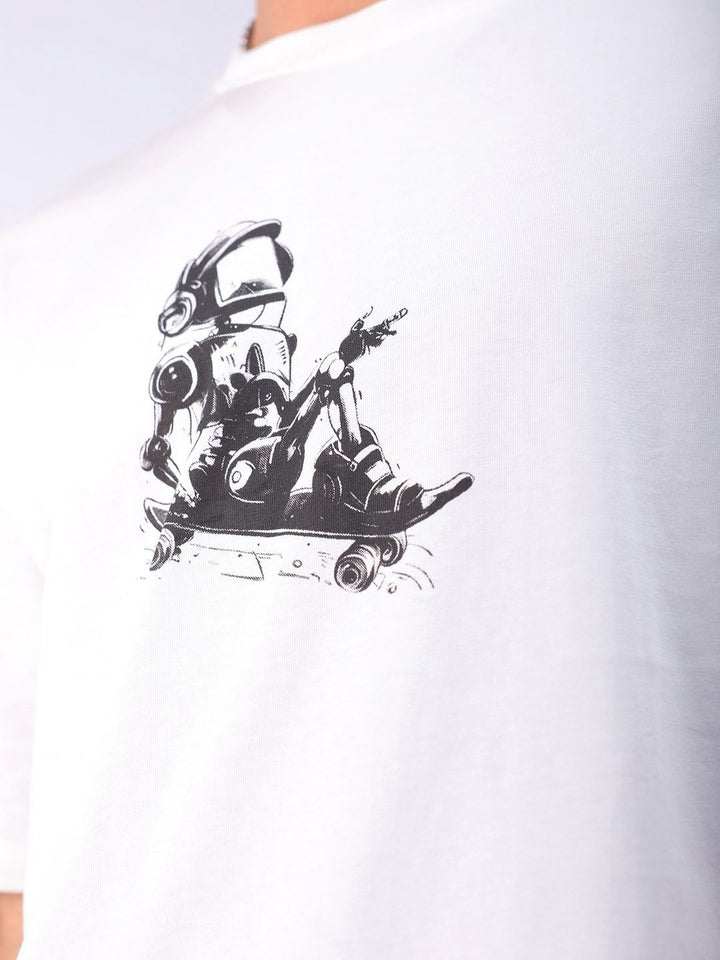 The Indian Garage Co Men Back Printed Boxy Oversized Pure Cotton T-shirt