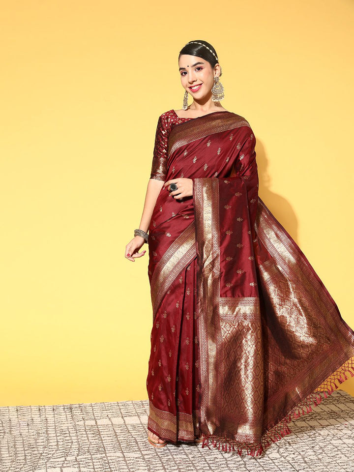 Saree mall Ethnic Motifs Saree with Woven Design Border