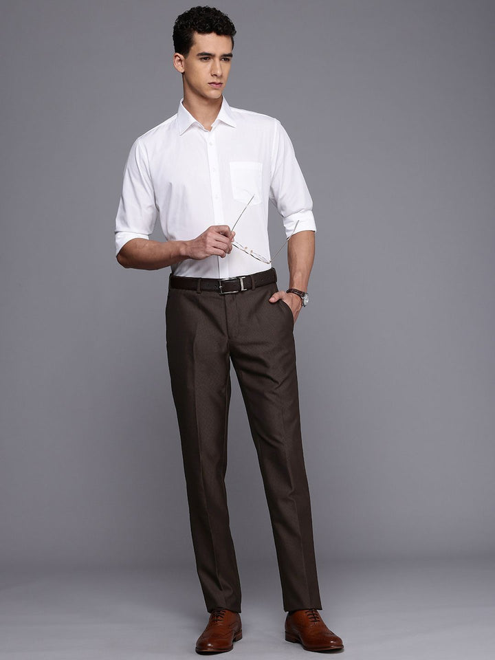 Raymond Men Textured Slim Fit Formal Trousers
