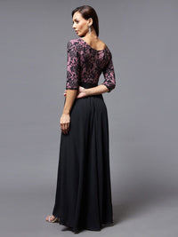 Miss Chase Black & Lavender Floral Maxi Dress