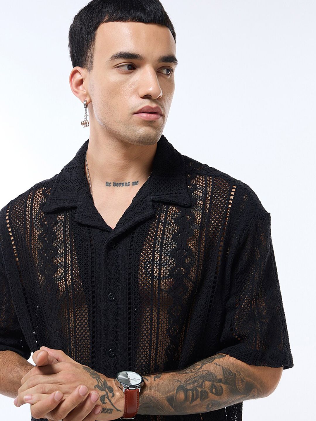 Bewakoof Men Oversized Textured Casual Shirt