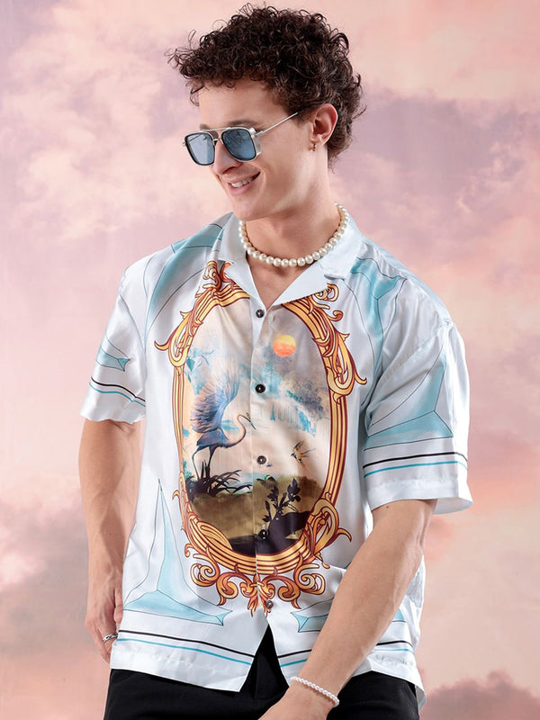 Lelaki Garage Co Indian Santai Fit Graphic Printed Resortwear Shirt