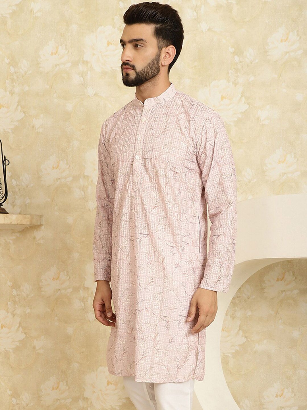SOJANYA Floral Printed Thread Work Pure Cotton Kurta Biasa