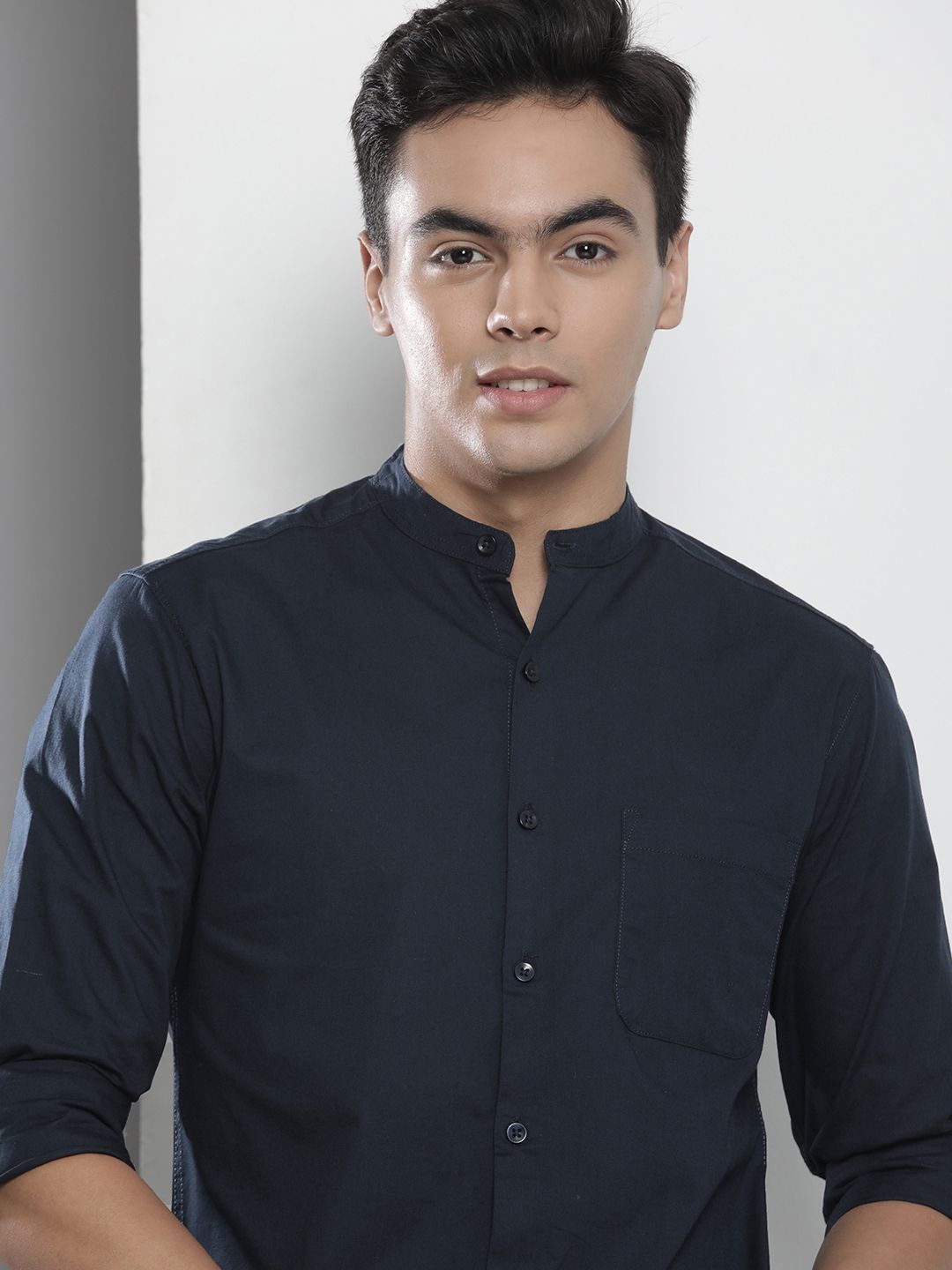 The Indian Garage Co Pure Cotton Mandarin Collar Casual Shirt