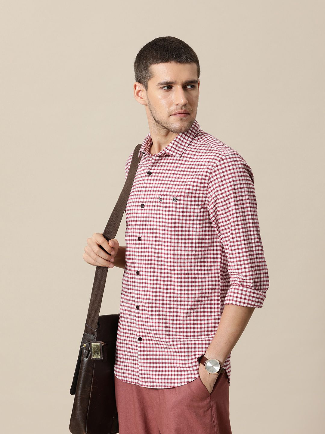 Mr Bowerbird Tailored Fit Gingham Checked Casual Shirt