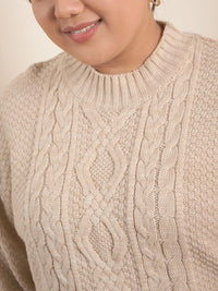 CURVY STREET Plus Size Cable Knit Pure Acrylic Pullover