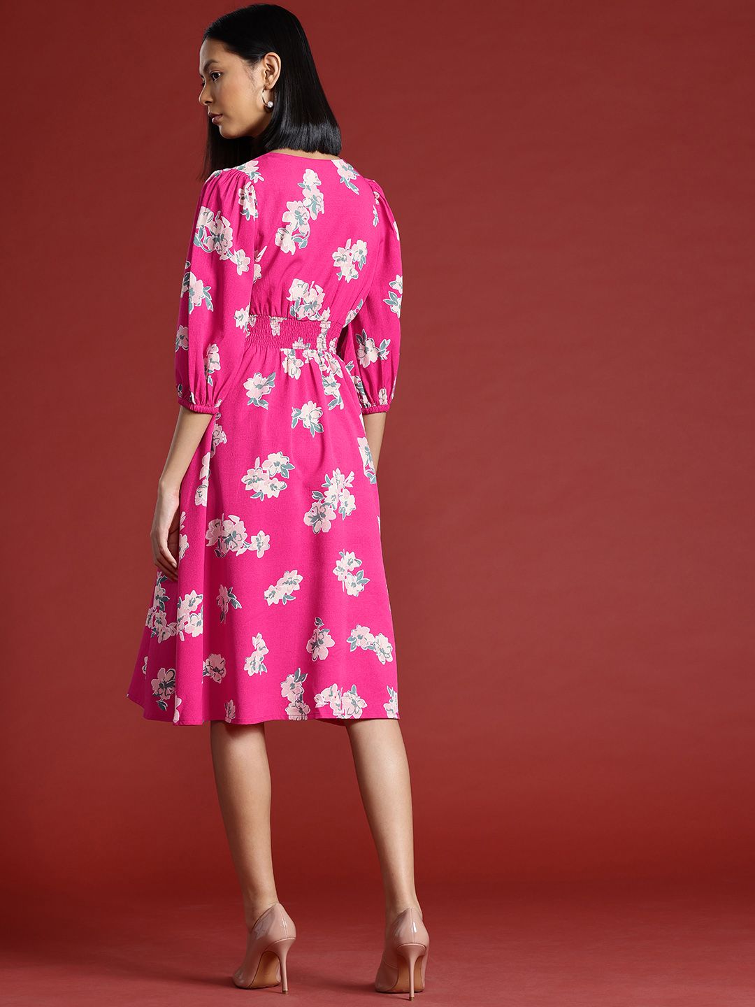 all about you Floral Printed Midi Fit & Flare Dress