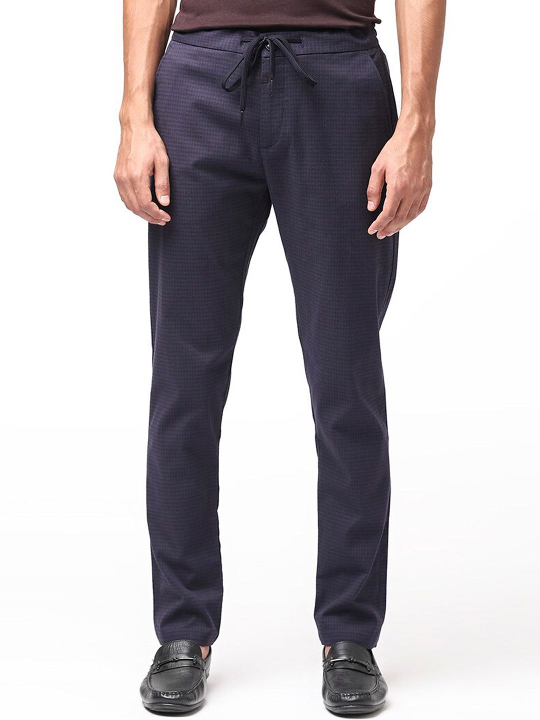 RARE RABBIT Men Hobbs Drawstring Mid Rise Slim Fit Trouser