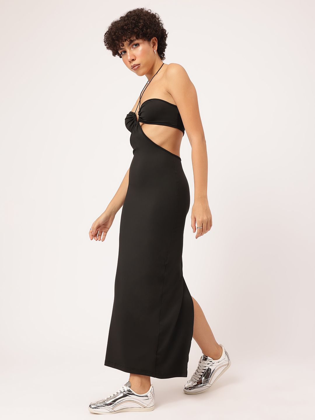 DressBerry Nostalgic Nights Cut-Out Halter Neck Maxi Dress