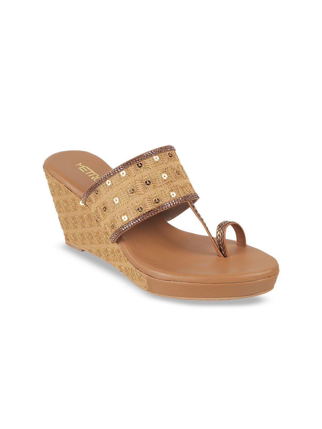 Metro Embellished One Toe Wedges