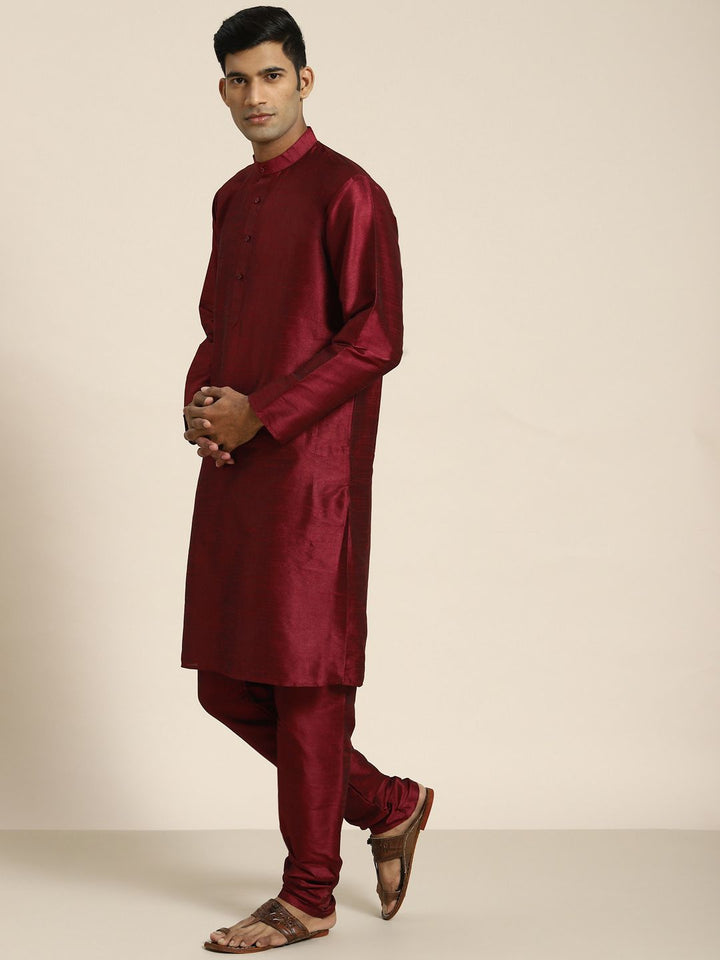 SOJANYA Men Woven Design Kurta with Churidar with Nehru Jacket