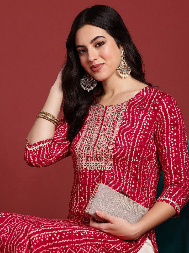 Anouk Wanita Bandhani Bercetak Thread Kerja kurta