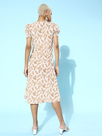 Berrylush Women Peaceful White Floral Sweetheart Neck Dress